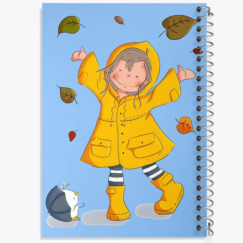 دفتر مشق 100 برگ خندالو طرح دختر و پاییز کد F7656