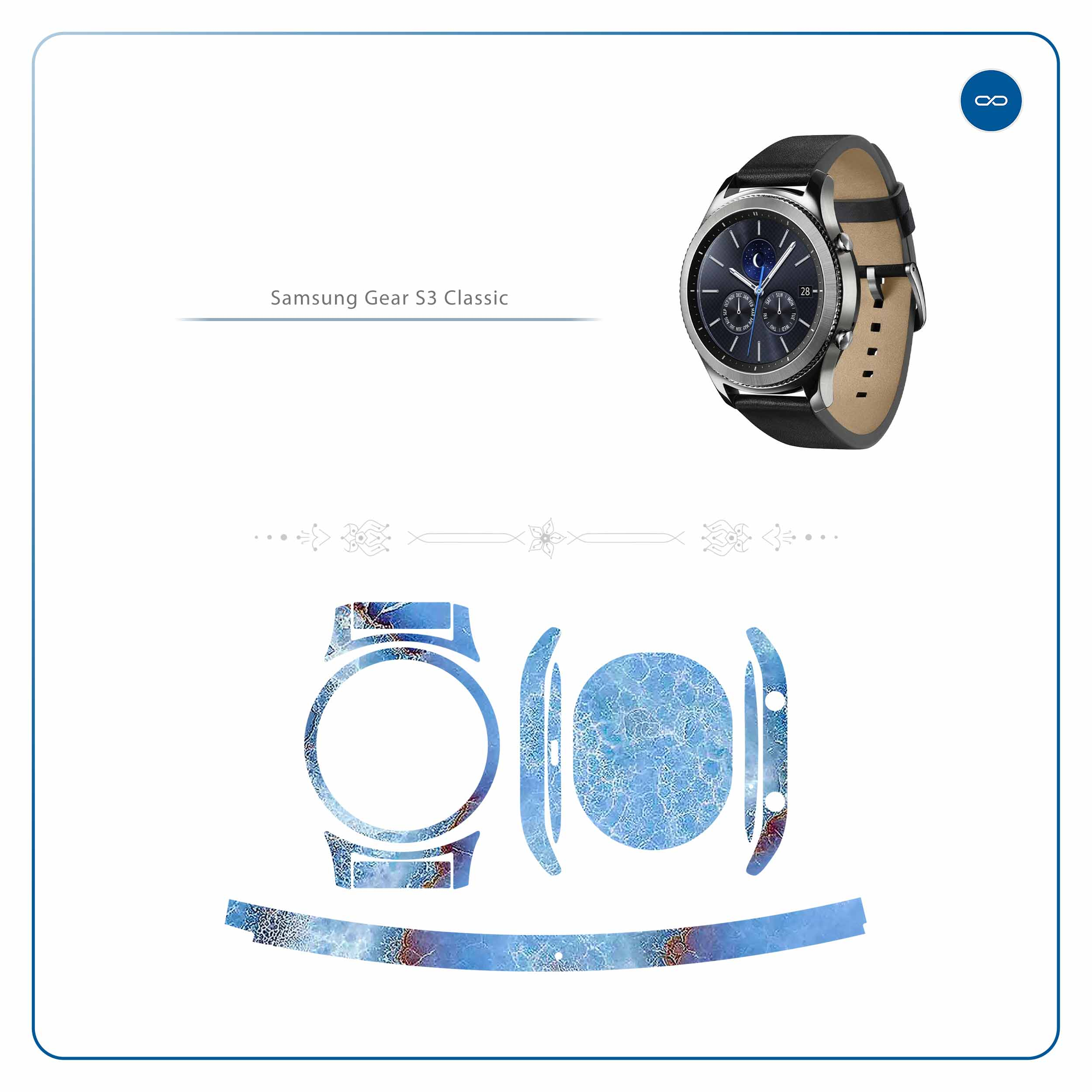 برچسب ماهوت طرح Blue-Ocean-Marble مناسب برای ساعت هوشمند سامسونگ Galaxy Gear S3 Classic
