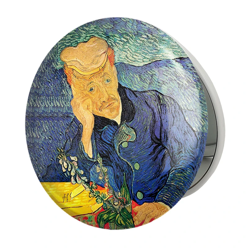 آینه جیبی خندالو طرح نقاشی پرتره دکتر گاشه اثر ونسان ونگوگ مدل تاشو کد 25447 