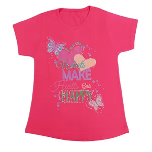 تی شرت دخترانه مدل قلب رنگ سرخابی