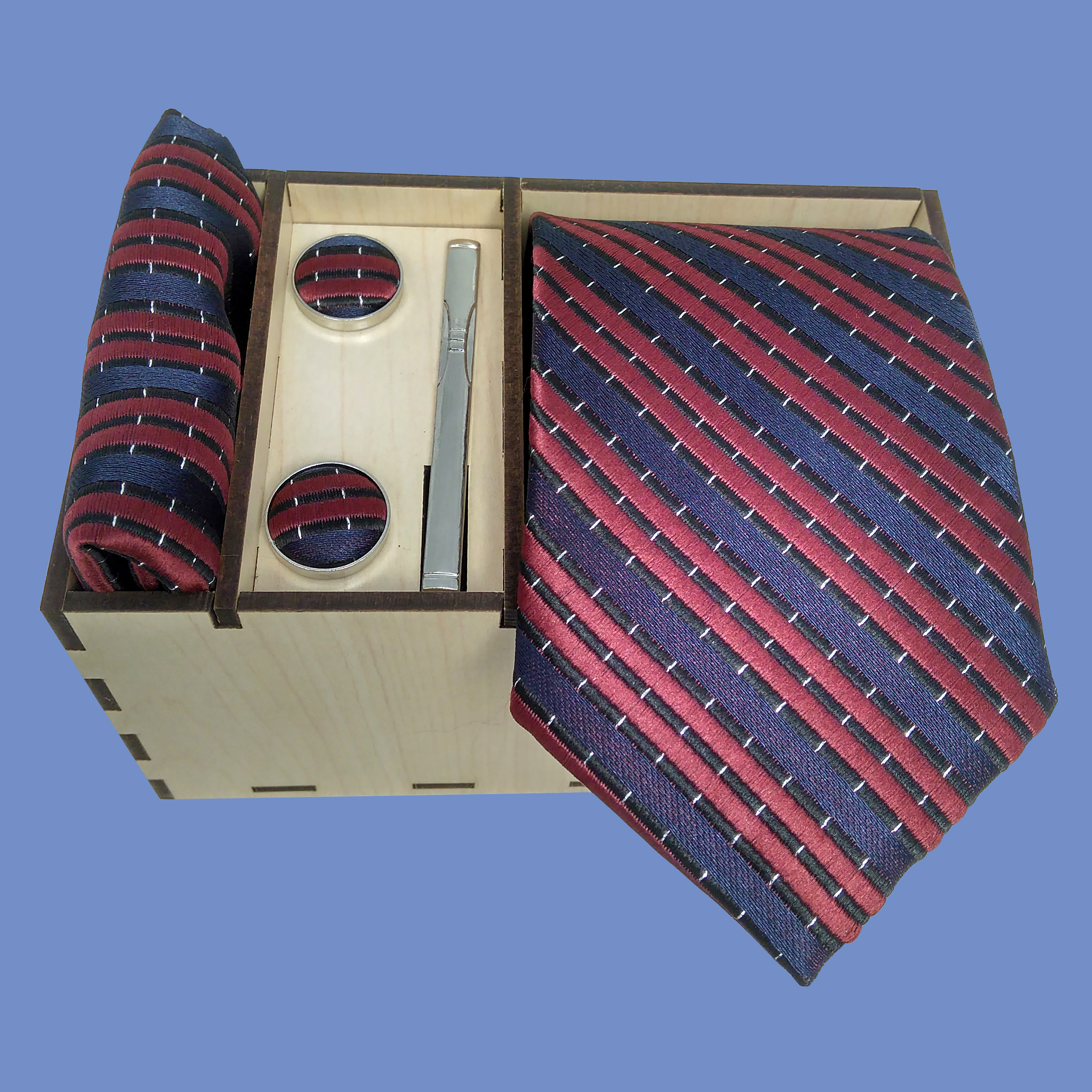 ست کراوات و دستمال جیب و دکمه سردست و گیره کراوات مردانه مدل 460