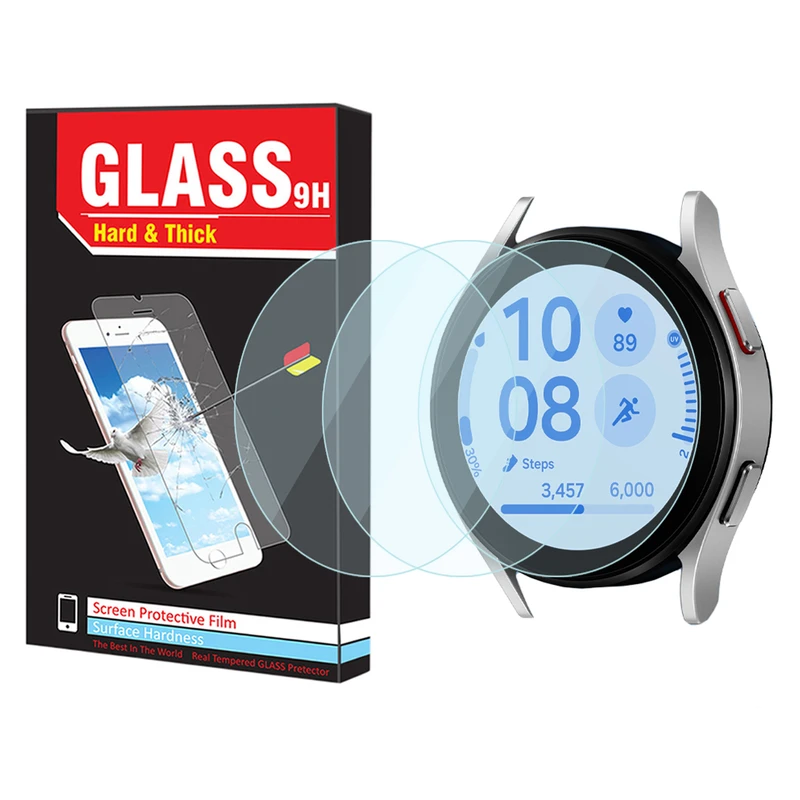 محافظ صفحه نمایش شیشه‌ای هارد اند تیک مدل Glass-HT مناسب برای ساعت هوشمند سامسونگ Galaxy Watch FE بسته سه عددی