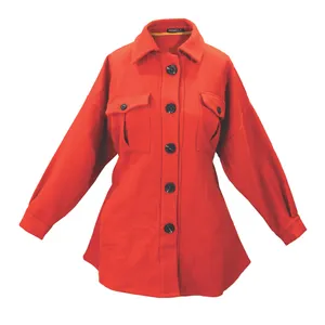 پالتو زنانه ربکا مدل یقه دار جلو دکمه کد 7201 رنگ نارنجی