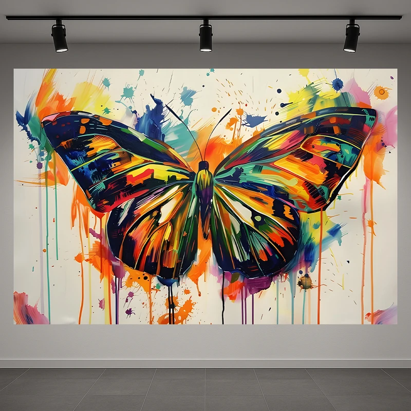 تابلو بوم طرح مخمل انتزاعی پروانه مدل رنگارنگ کد AR3060223