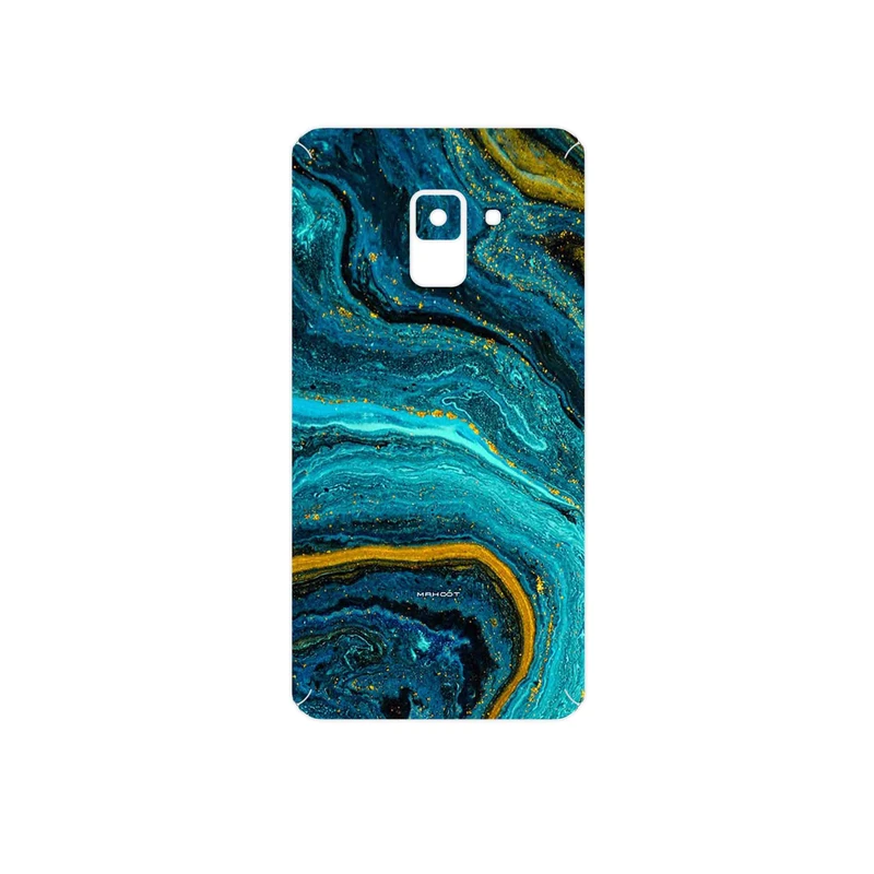 برچسب پوششی ماهوت مدل Turquoise marblewith golden streaks مناسب برای گوشی موبایل سامسونگ Galaxy A8 2018