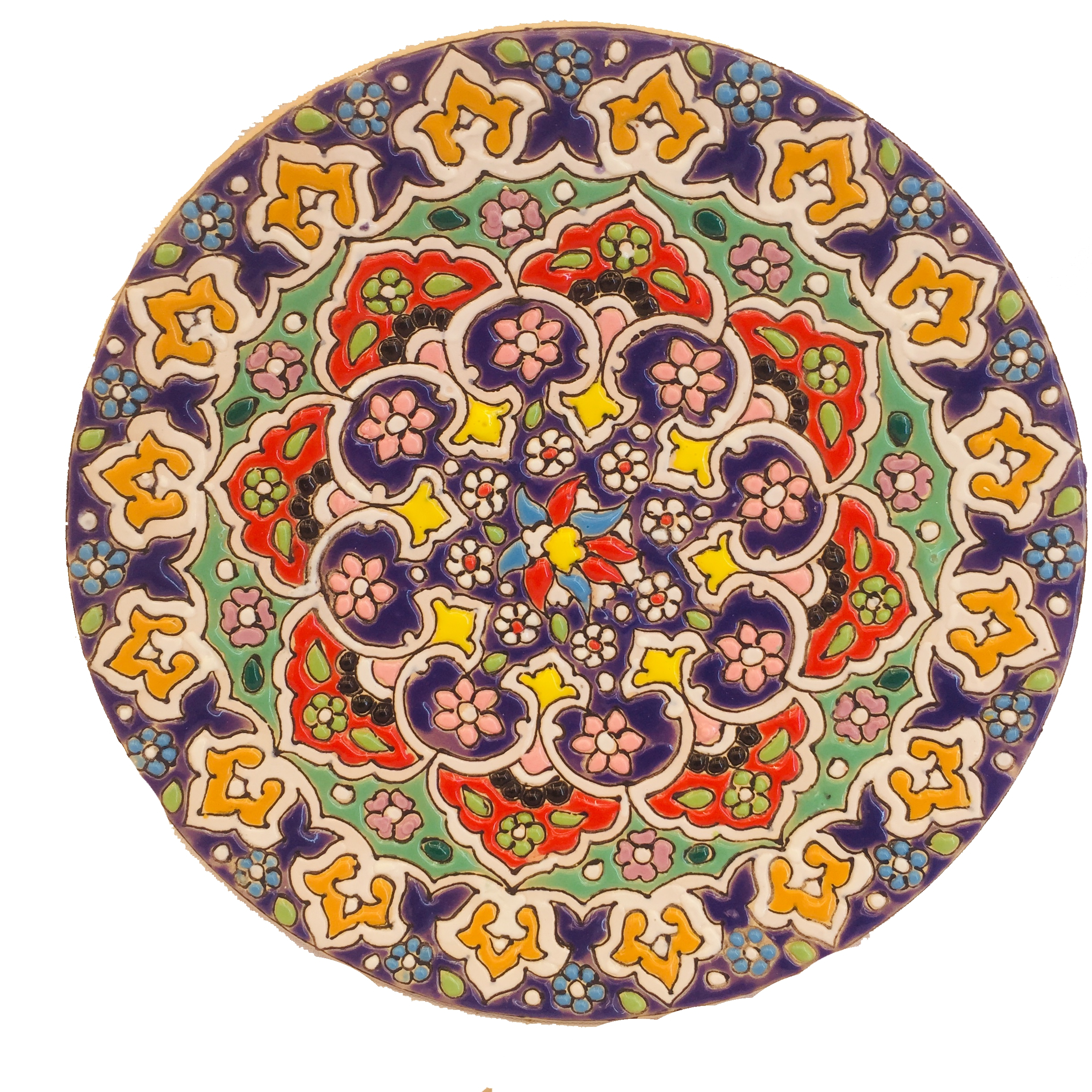 بشقاب میناکاری سفالی زمانیان کد ZMN15018