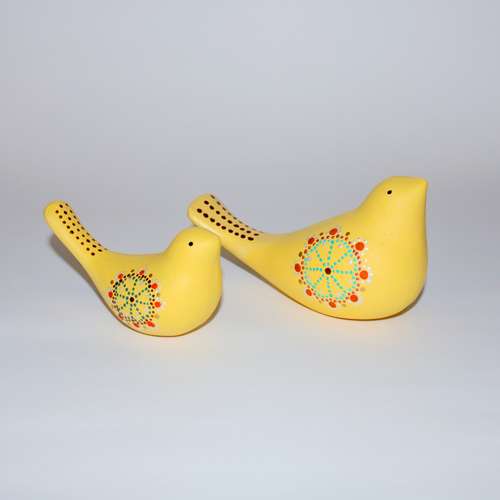 مجسمه سفالی طرح پرنده کد FF003 مجموعه دو عددی