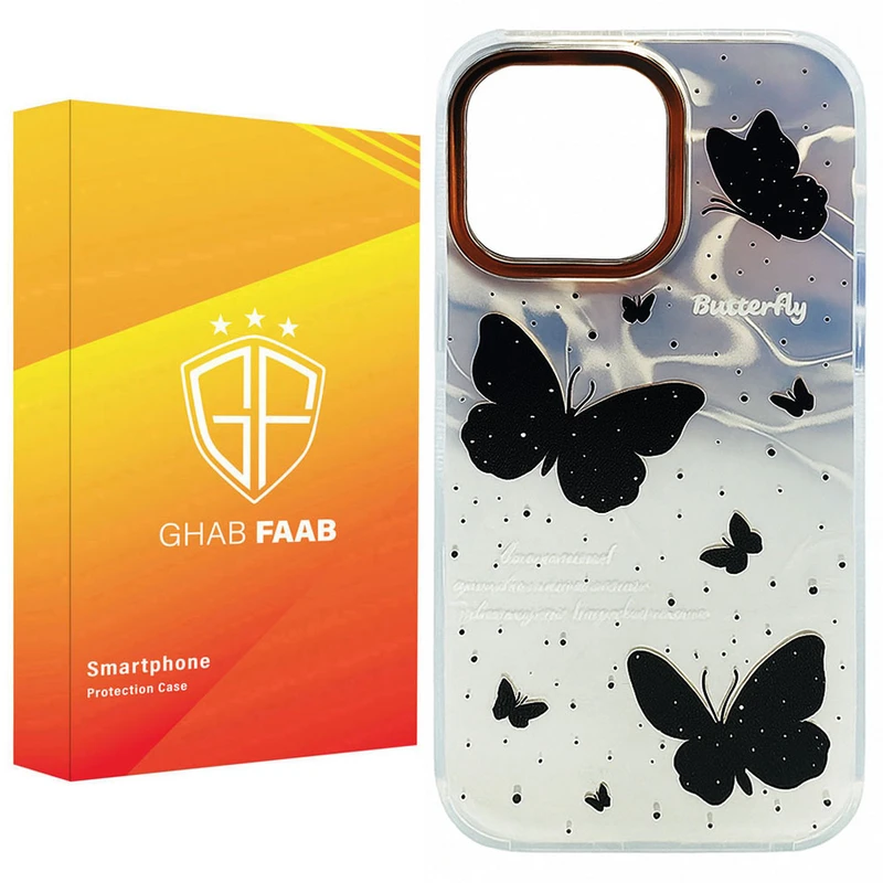 کاور قاب فاب مدل دخترانه طرح Black Butterfly مناسب برای گوشی موبایل اپل iPhone 16