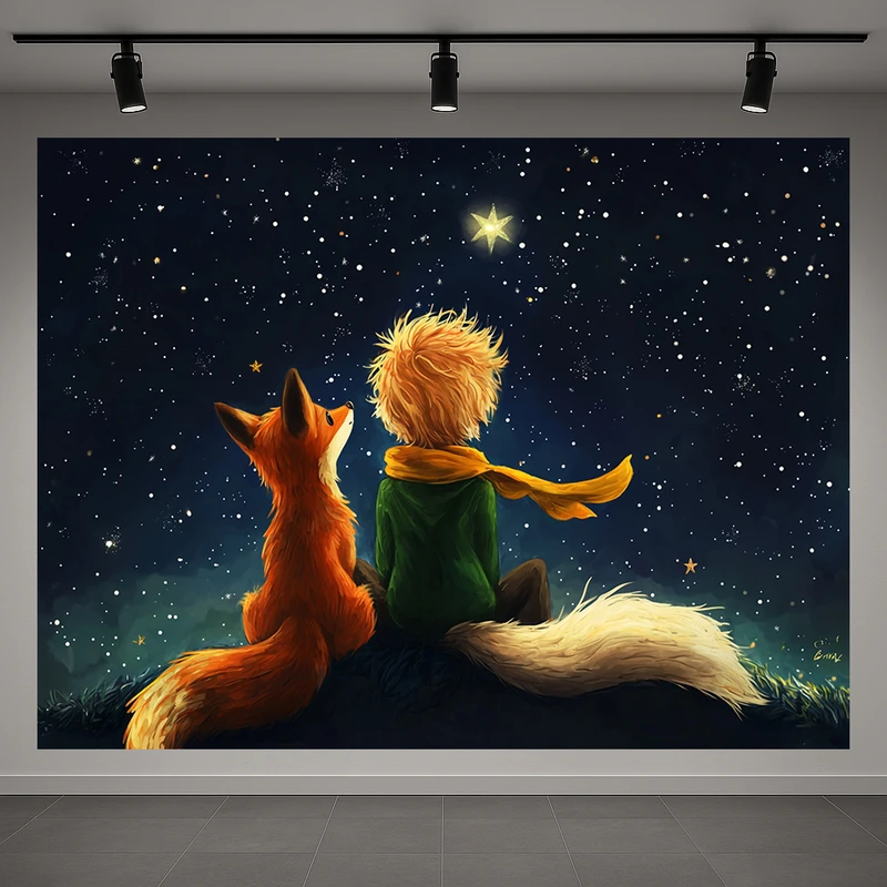 تابلو بوم طرح مخمل نقاشی کارتونی مدل شازده کوچولو کد AR3059284