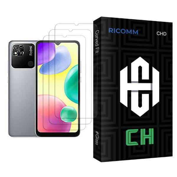 محافظ صفحه نمایش ریکام مدل CH Glass MIX003 مناسب برای گوشی موبایل شیائومی Redmi 10A بسته سه عددی