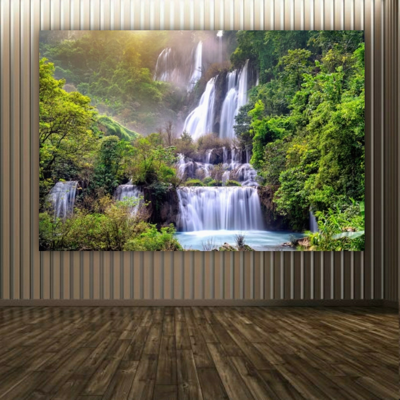 پوستر پارچه ای طرح طبیعت مدل جنگل و آبشار کد PP2613