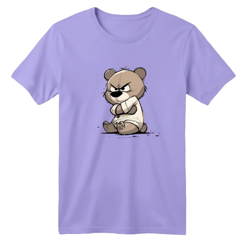 تی‌شرت آستین کوتاه لانگ یقه گرد بچگانه مدل خرس عصبانی