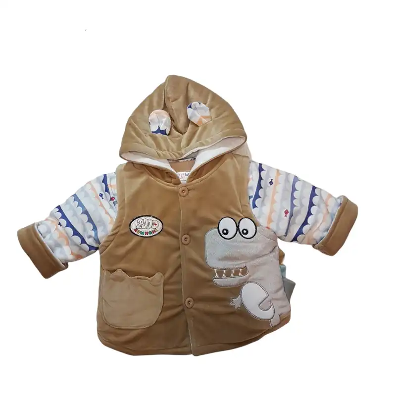 ست کاپشن و شلوار نوزادی طرح دایناسور مدل ASH414