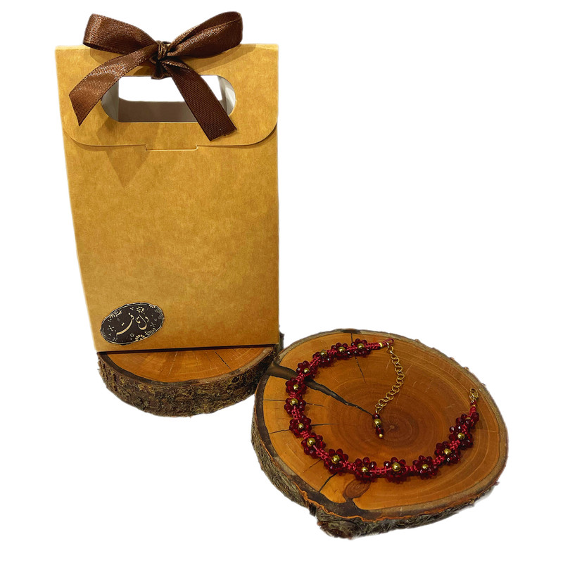 پابند زنانه دل تافته مدل چرمی کریستال و حدید کد Del_A29