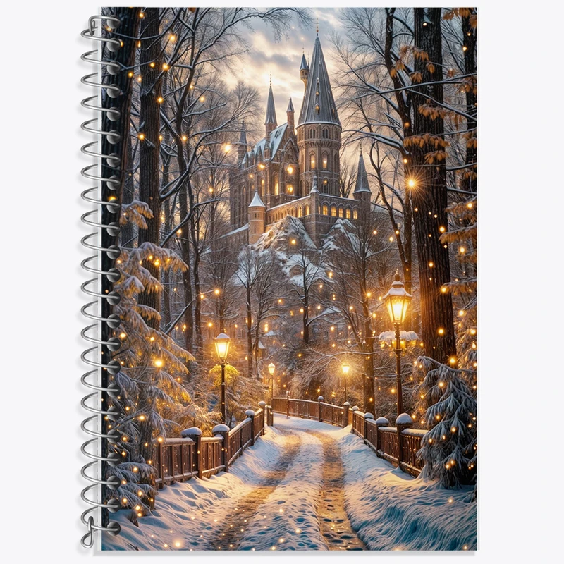 دفتر لغت 50 برگ خندالو طرح منظره ی برفی کد F7355