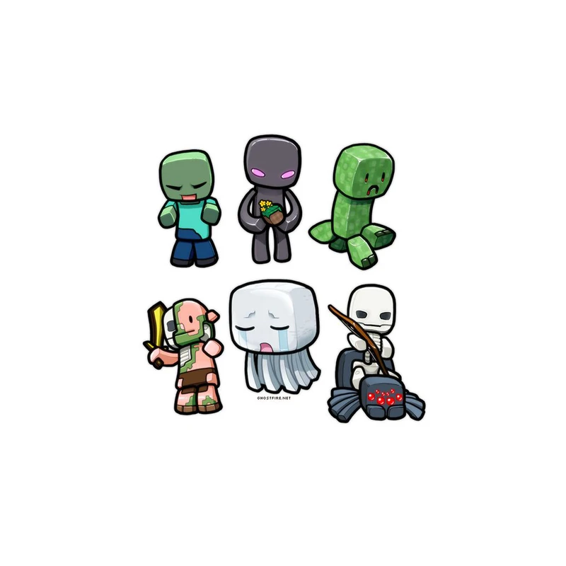 استیکر لپ تاپ و موبایل مدل بازی طرح ماینکرفت minecraft کد 1142 مجموعه 6 عددی 