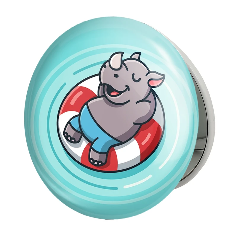 آینه جیبی خندالو طرح حیوانات بامزه کرگدن مدل تاشو کد 28368 