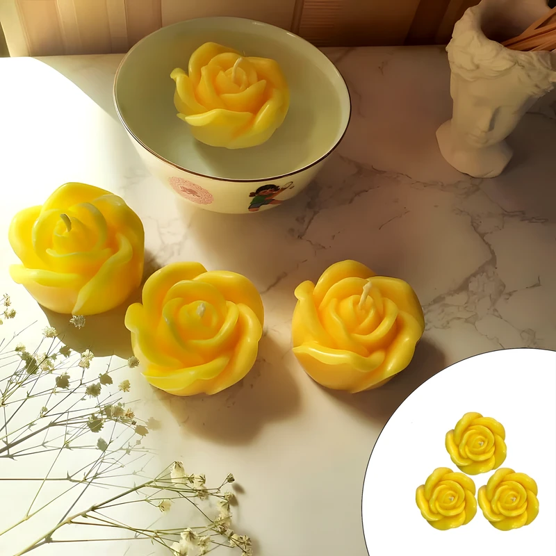 شمع شناور مدل گل رز هلندی بسته 3 عددی