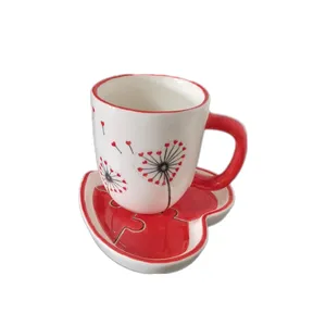 ست ماگ و زیر لیوانی سرامیکی مدل قلب