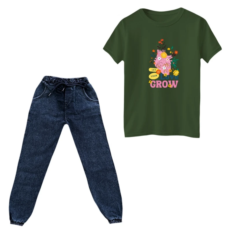 ست تی‌شرت آستین کوتاه و شلوار پسرانه مدل عشق نوشته