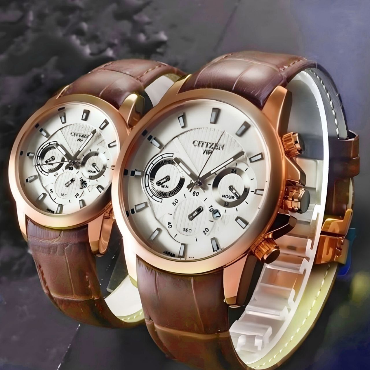 ست ساعت مچی عقربه ای  زنانه و مردانه مدل کوارتز تک موتور قفل پروانه ای 01 -  - 2