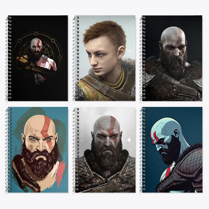 دفتر زبان 50 برگ خندالو مدل دو خط طرح گاد آف وار (God of Wa) کد 735 مجموعه 6 عددی