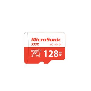 کارت حافظه microSDXC میکرو سونیک مدل 533X-A1-V30 کلاس 10 استاندارد UHS-I U3 سرعت 80MBps ظرفیت 128 گیگابایت