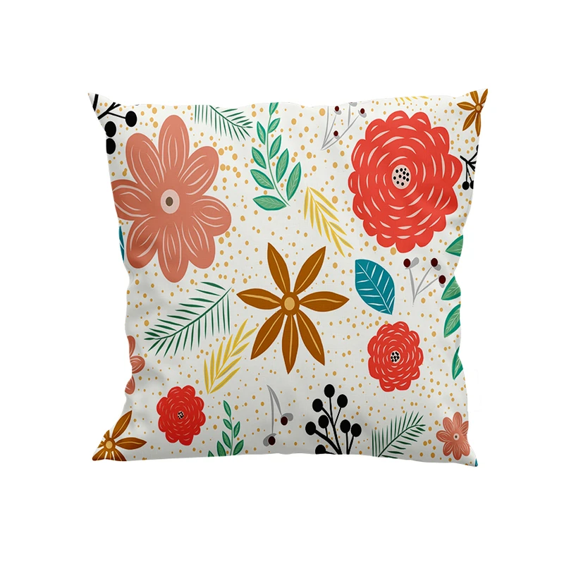 کوسن پاد آفرین مدل گل و برگ های رنگارنگ کد DKK89