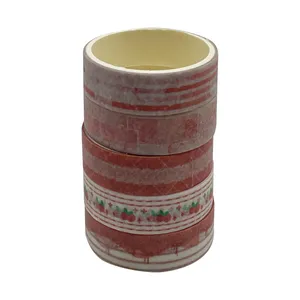 چسب نواری طرح دار واشی رنگ آجری عرض 3 سانتی متری بسته 5 عددی