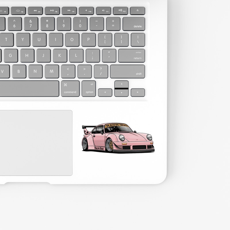 استیکر لپ تاپ و موبایل بووم طرح ماشین مدل Porsche صورتی کد UV050