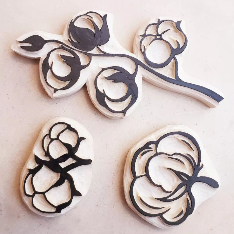 مهر لینو طرح گل پنبه کد 2009 مجموعه 3 عددی