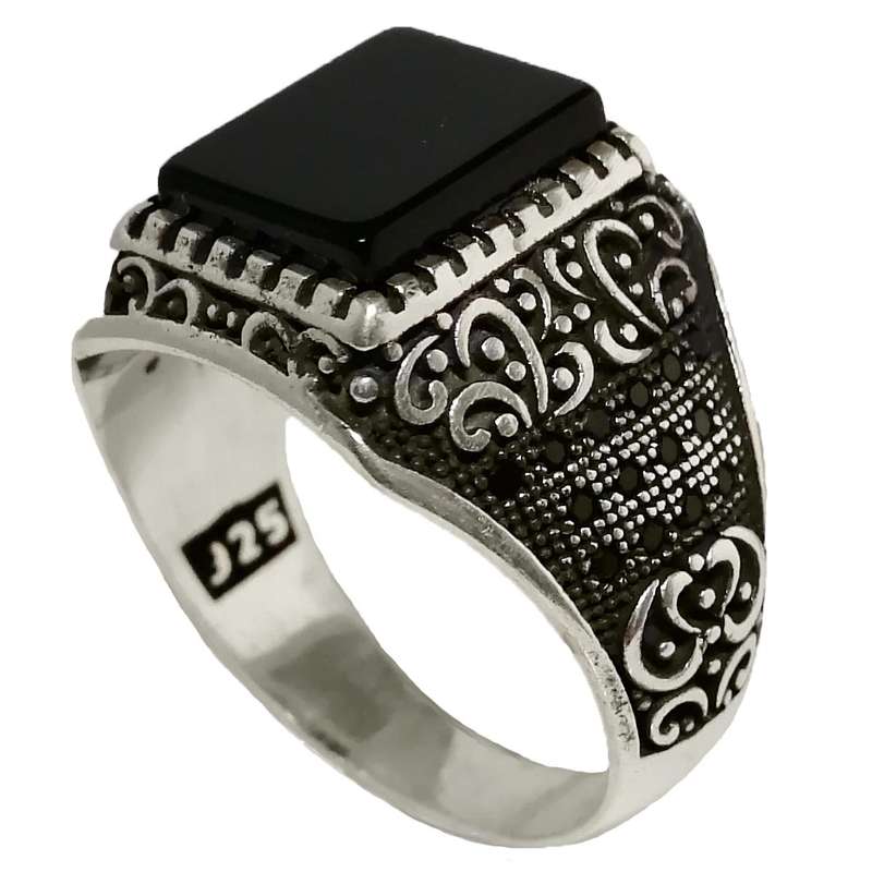 انگشتر نقره مردانه مدل عقیق MS9024