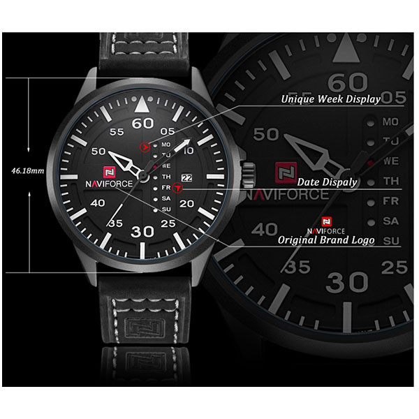 ساعت مچی عقربه‌ای مردانه نیوی فورس مدل NF9074 bw