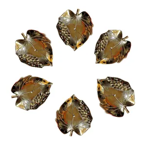 ظرف برنجی طرح برگ مدل هفت سین بسته 6 عددی