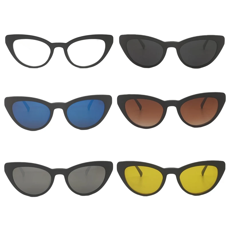 فریم عینک طبی گربه ای مدل TR2351 به همراه ۵ کاور آفتابی مجموعه ۶ عددی