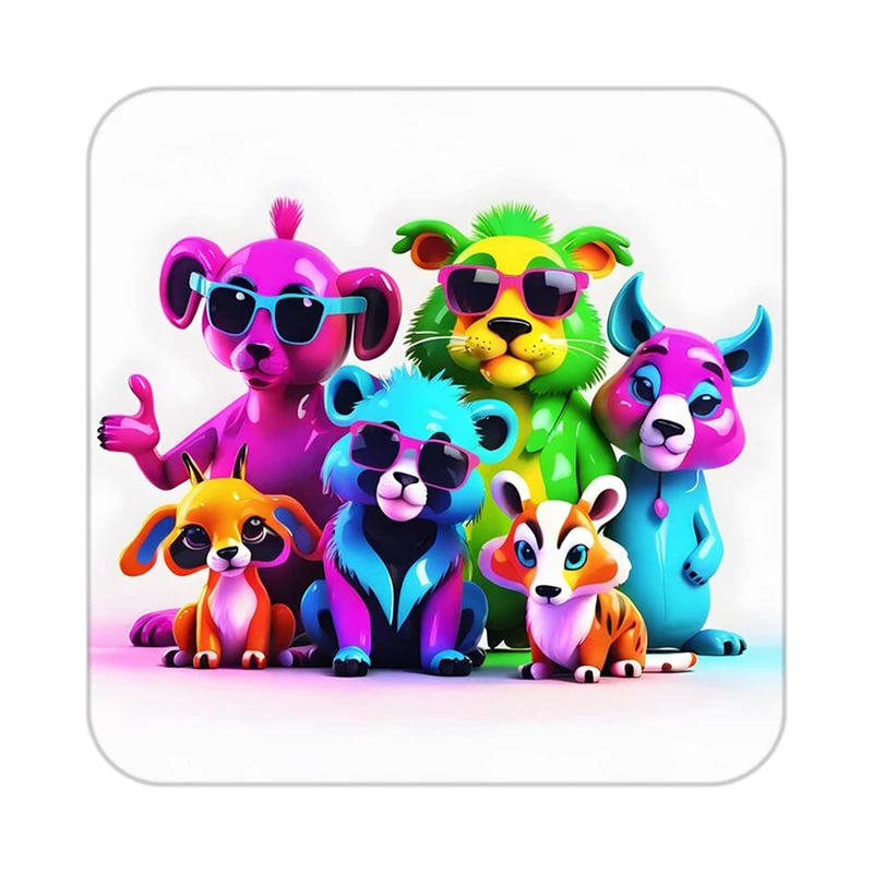 زیر لیوانی کاکتی طرح حیوانات رنگی مدل mp25242