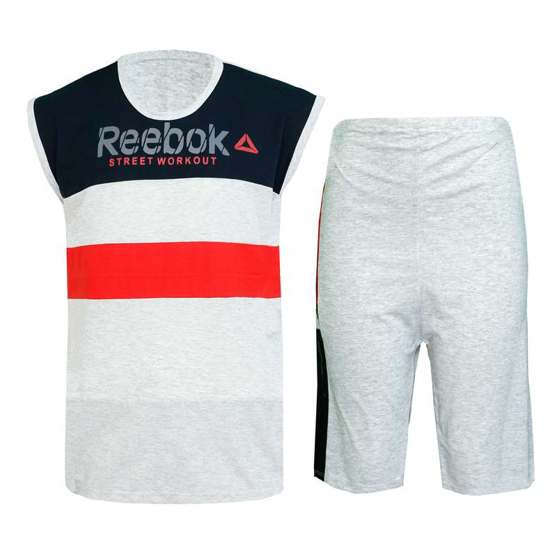 ست تاپ و شلوارک مردانه مدل RE رنگ طوسی