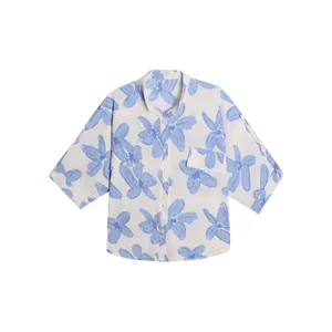 شومیز آستین سه ربع یقه ایستاده زنانه مدل FH33