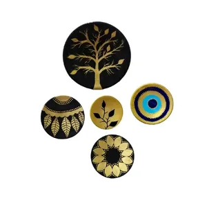 بشقاب دیوارکوب سفالی طرح مدرن کد 581 مجموعه 5 عددی