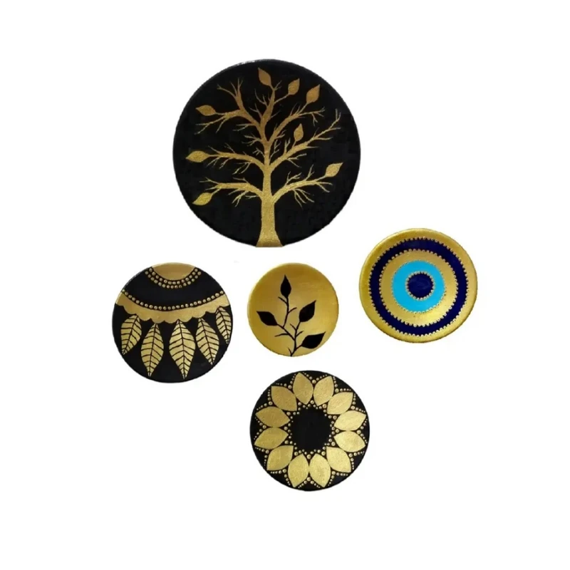 بشقاب دیوارکوب سفالی طرح مدرن کد 581 مجموعه 5 عددی