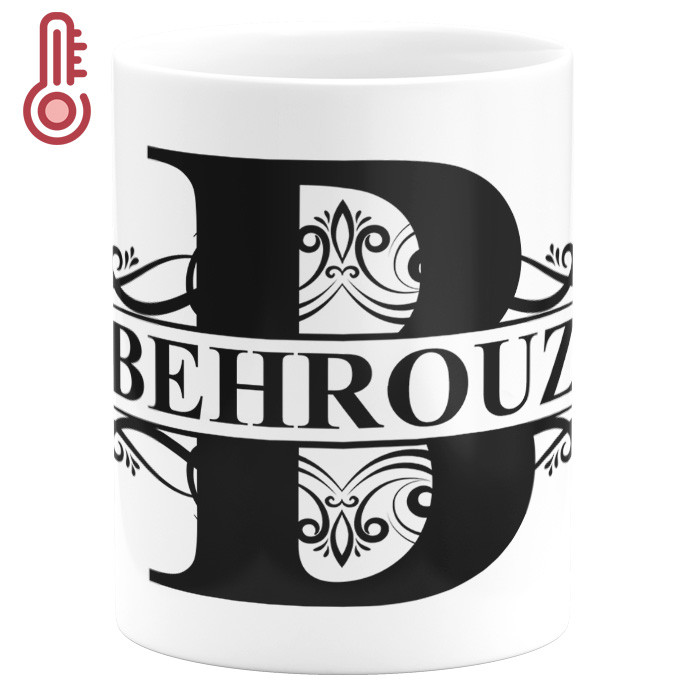 ماگ حرارتی گالری وبفر مدل اسم بهروز به همراه زیر لیوانی