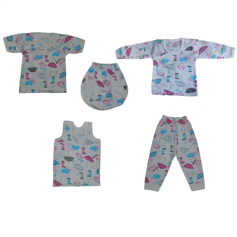 ست 5 تکه لباس نوزادی مدل چتری مهرسام کد 1666