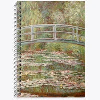 دفتر زبان 50 برگ خندالو مدل دو خط طرح برکه نیلوفر آبی کلود مونه کد 36843