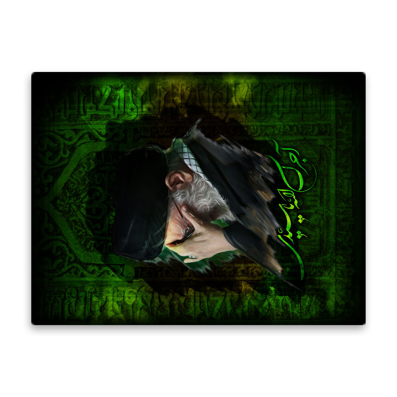 کاشی اطلس آبی طرح امام خامنه ای و آجرک الله یا سیدی مدل T5273