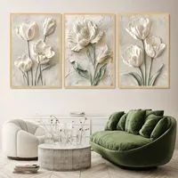 تابلو مدل دکوراتیو گل طرح لاله ها مجموعه سه عددی