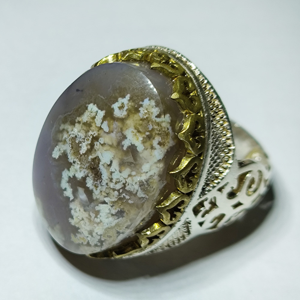 انگشتر نقره مردانه مدل عقیق شجر بهاری مدل STAR 140