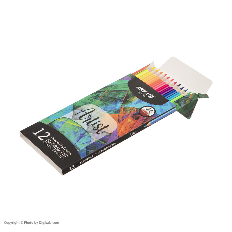 مداد رنگی 12 رنگ آریا مدل فلورسنت کد 3611