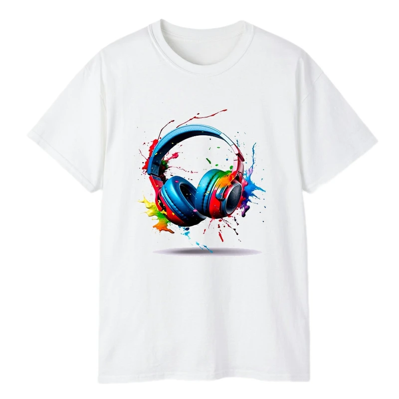 تی شرت آستین کوتاه مردانه مدل هدفون و موزیک کد 027
