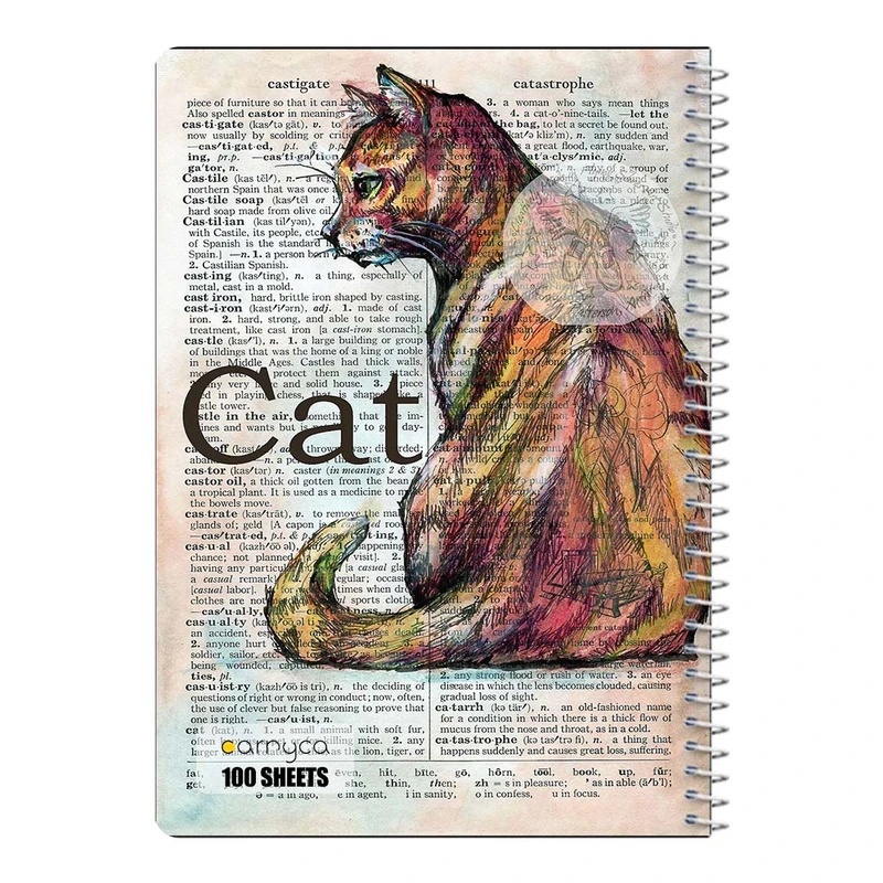 دفتر مشق 100 برگ سیمی کارنیکا طرح روزنامه وینتج حیوانات Vintage Newspaper Animals کد 25173