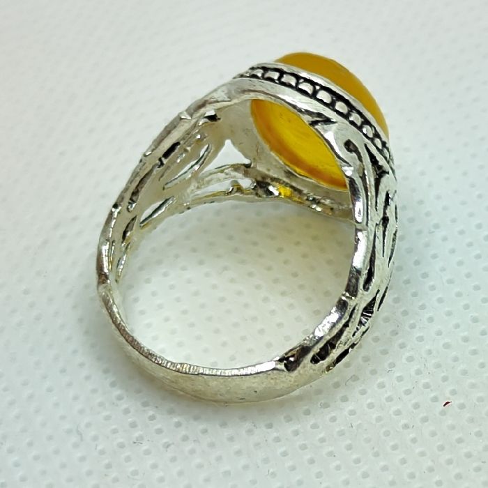 انگشتر نقره مردانه مدل سنگ شرف الشمس رکاب مشبک اسپرت کد 300 -  - 3